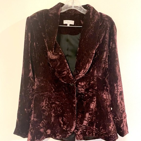 Waverly Grey liberant 2 button velvet deep Burgundy/plum women blazer size small - Picture 3 of 13